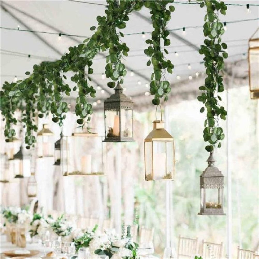 12 Pack 84 Feet Artificial Fake Hanging Vines Plant Faux Silk Green Leaf Garland
